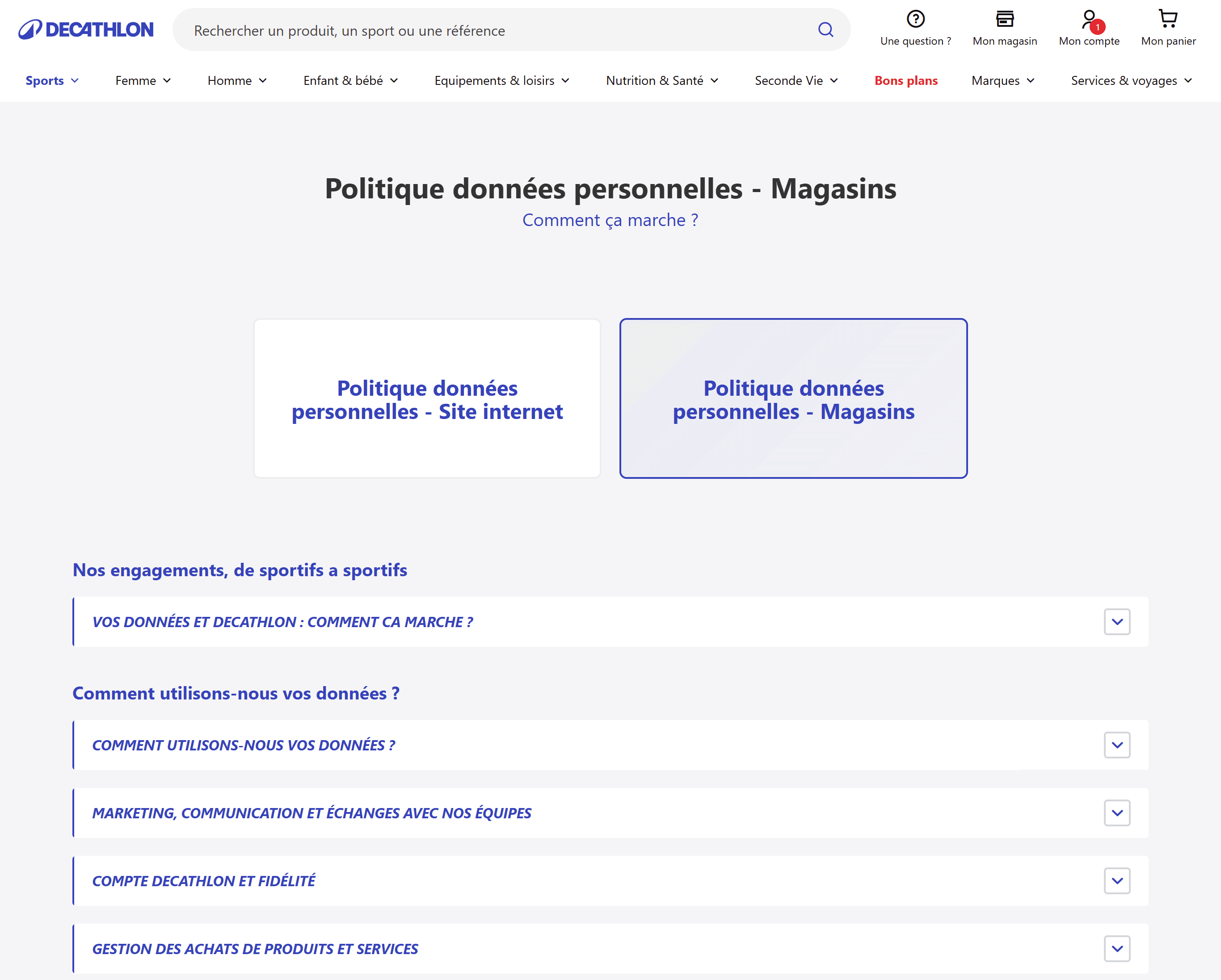 Page Données Personnelles