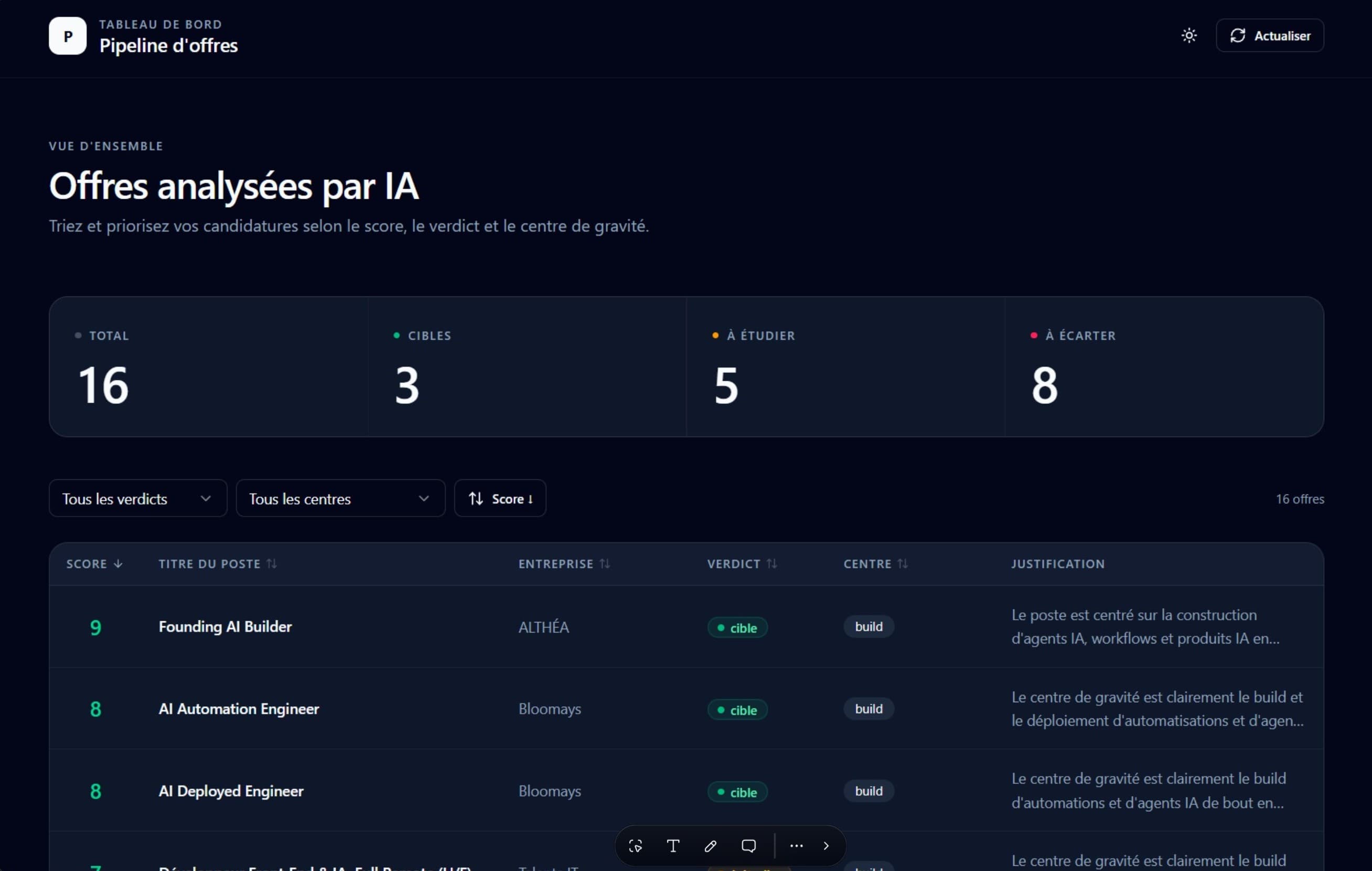 Assistant de tri d'offres : Scoring IA et fiabilisation du jugement d'un LLM